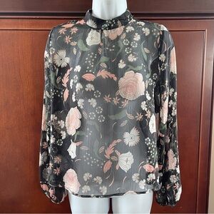 BB Dakota long sleeve sheer floral Blouse